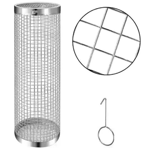 Zárható rozsdamentes acél grillkosár, 30 cm, zöldséghez és halhoz