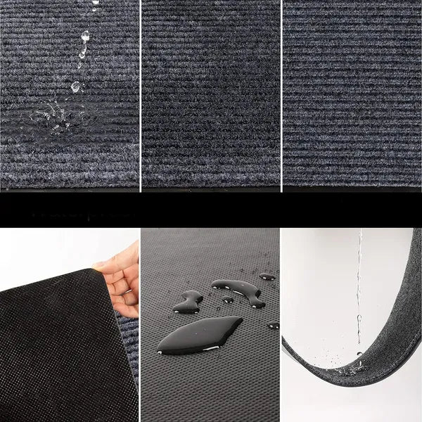 Bejárati ajtó előtti kültéri lábtörlő, 90×150 cm, fekete, csúszásgátló PVC alj