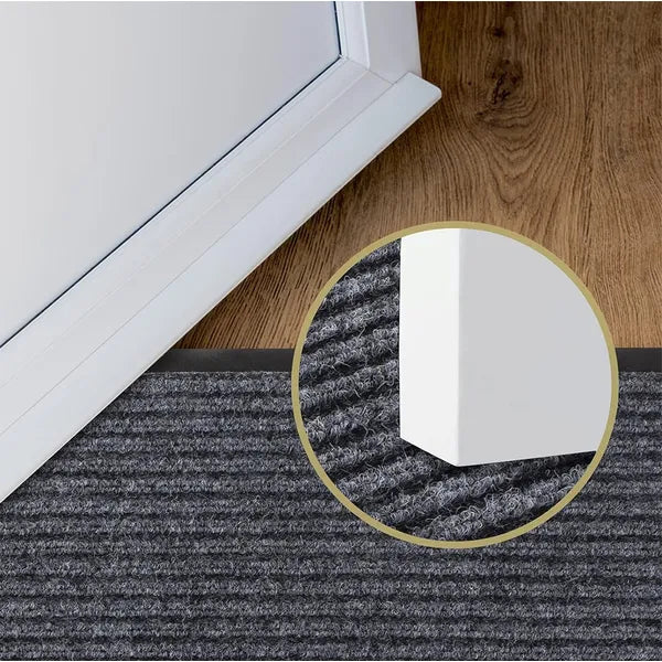 Bejárati ajtó előtti kültéri lábtörlő, 90×150 cm, fekete, csúszásgátló PVC alj
