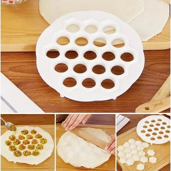 Pierogi/pelmeni tésztaformázó 19 lyukkal, 20 cm, fehér PP műanyag