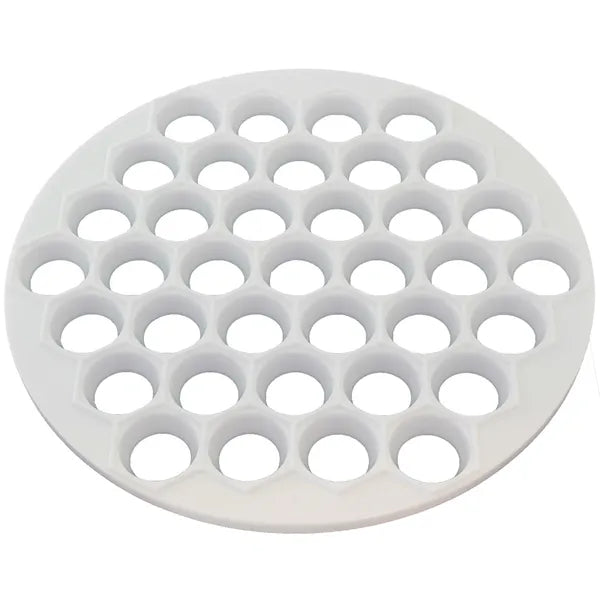 Pierogi és pelmenyi formázó tálca, 37 lyuk, 25 cm, PP műanyag, fehér