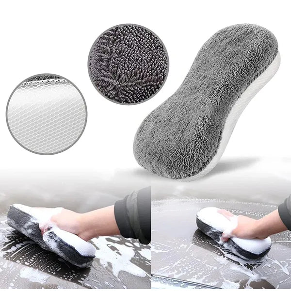 9 részes autóápoló készlet, szürke – nylon kefe, szivacs, kesztyű, kendők