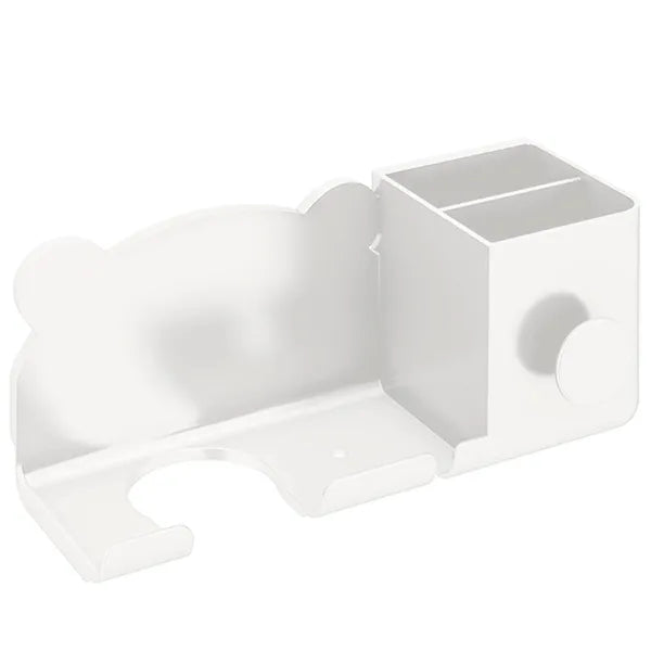 Fali hajszárító tartó fehér PP, ragasztós, 2 rekesszel, akasztóval 23×9,5 cm