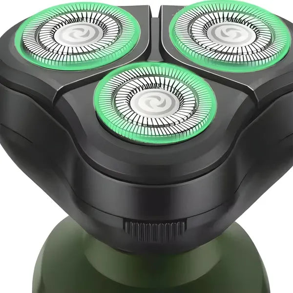 Akkumulátoros haj- és szakállvágó, USB‑C, 60 perc, 3 az 1-ben, fekete‑zöld