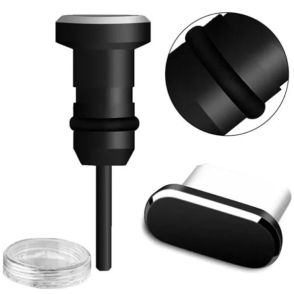 USB C és 3,5 mm jack csatlakozó porvédő fedél, fekete