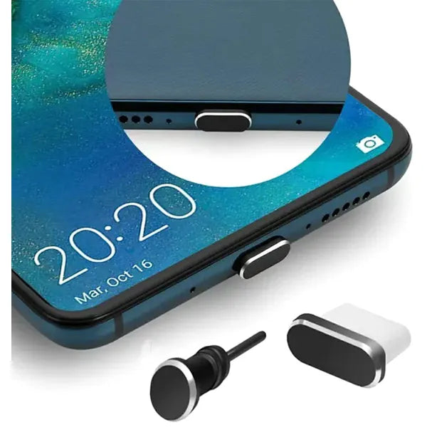 USB C és 3,5 mm jack csatlakozó porvédő fedél, fekete