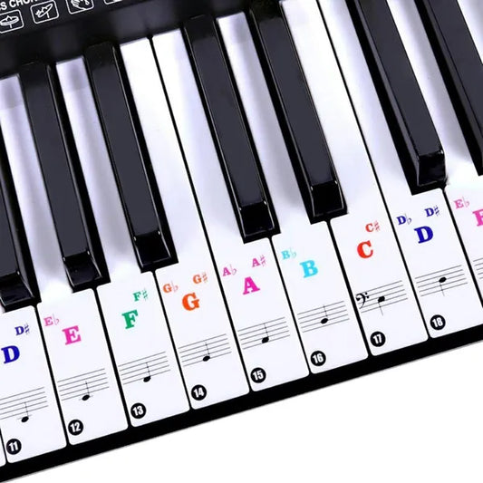 Zongora és keyboard billentyű matrica készlet, 56 db, C-dúr, színes