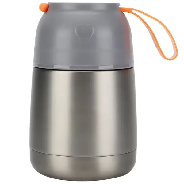 Rozsdamentes acél ételtermosz 650 ml összecsukható kanállal, szürke