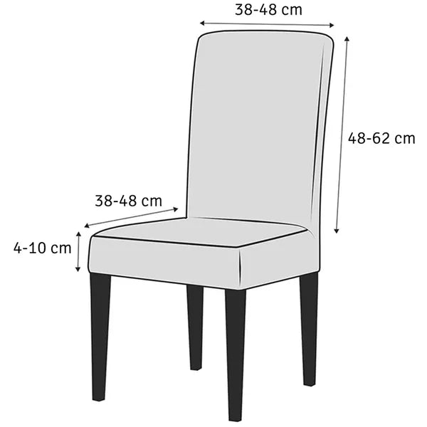 Fekete rugalmas velúrhatású karácsonyi szék huzat, rénszarvas mintás, 48–62 cm