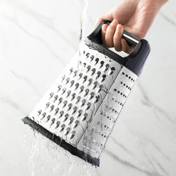 4 oldalas rozsdamentes acél konyhai reszelő, 22 cm, csúszásgátló