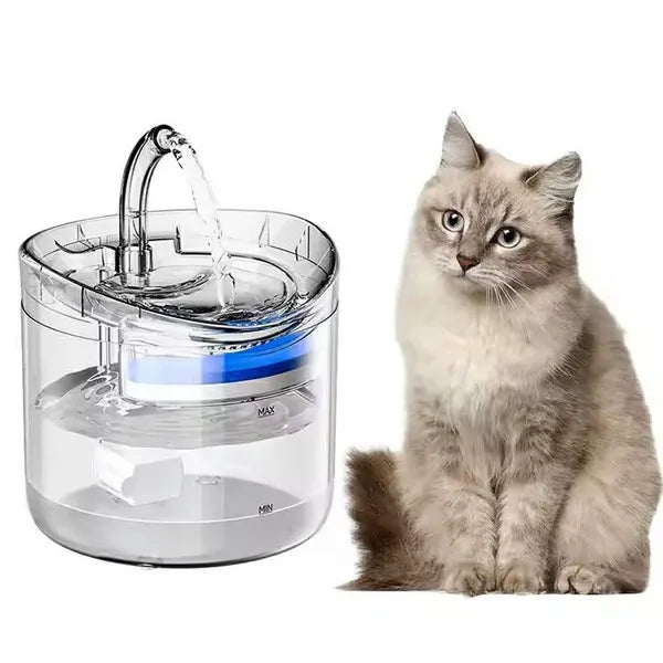 Automata itató háziállatoknak, 2 l, USB 5V, szűrős, csendes, áttetsző