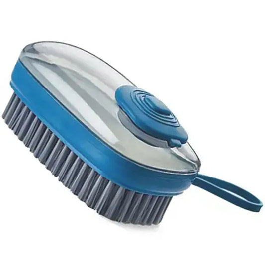 Szilikon sörtéjű tisztítókefe beépített folyadékadagolóval, kék, 12 cm
