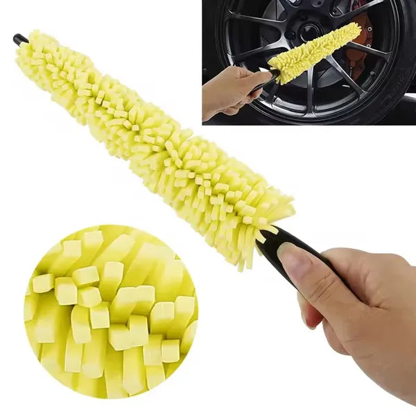 Autó felni- és keréktisztító szivacskefe, 30 cm, EVA, sárga-fekete
