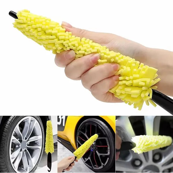 Autó felni- és keréktisztító szivacskefe, 30 cm, EVA, sárga-fekete