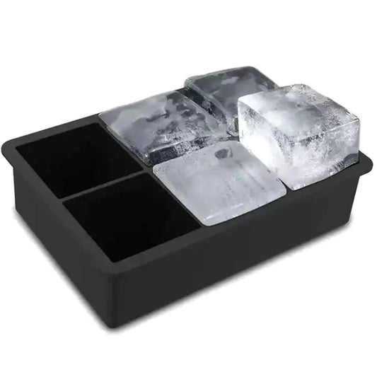 Szilikon jégkocka forma, 6 nagy 5×5 cm kockához, fekete