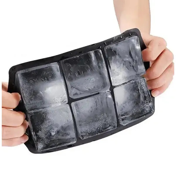 Szilikon jégkocka forma, 6 nagy 5×5 cm kockához, fekete