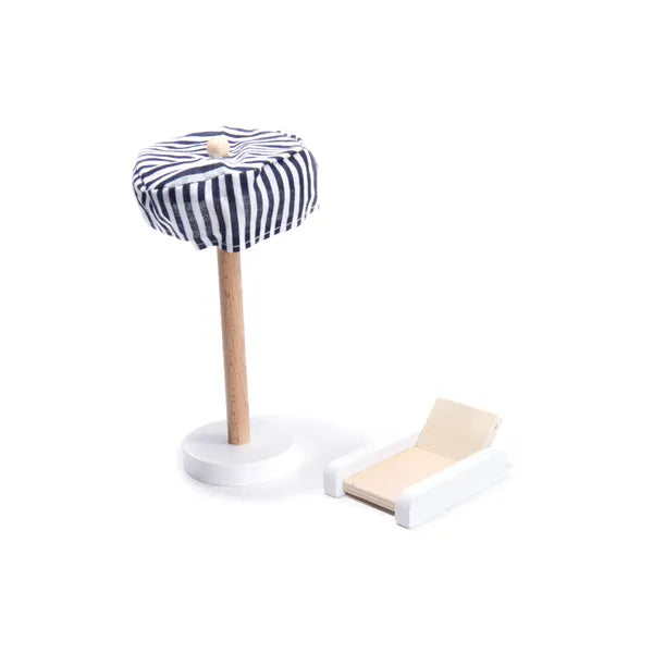 Fekete fa babaház bútorokkal, LED világítással, 78 cm
