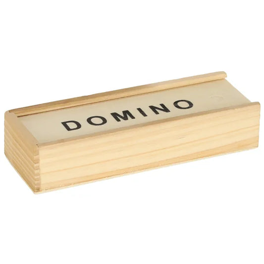 Fa dominó készlet 24 db, fa dobozban, családi logikai játék