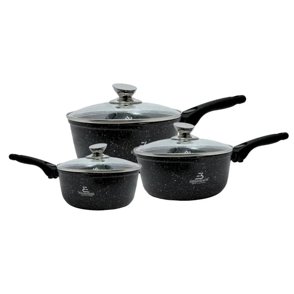 3 részes márványbevonatú lábas szett 16-20 cm, indukciós, levehető nyél
