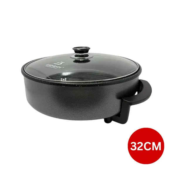 Elektromos pizza sütőedény, 32 cm, 1500W, tapadásmentes, üvegfedő