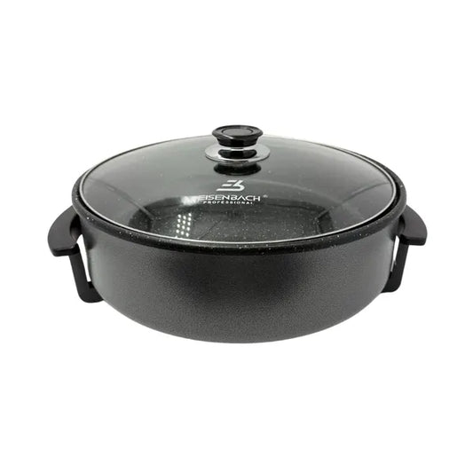 Elektromos pizza sütőedény, 32 cm, 1500W, tapadásmentes, üvegfedő
