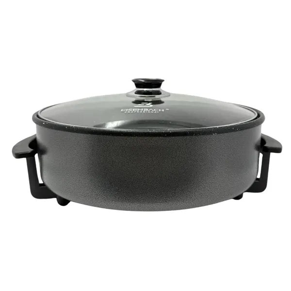 Elektromos pizzasütő serpenyő 36 cm, 1500 W, tapadásmentes, üvegfedő