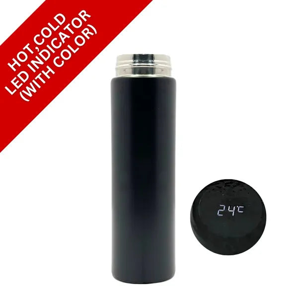 Okos rozsdamentes acél termosz LED hőkijelzővel, 500 ml, fekete
