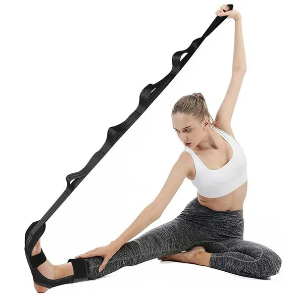 Állítható lábizom-nyújtó heveder, 155 cm, 7 fokozat, fekete-piros