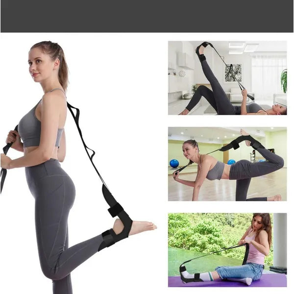 Állítható lábnyújtó heveder, 152 cm, 7 fokozat, tépőzáras, fekete-piros
