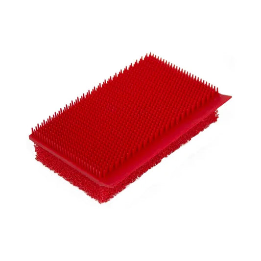 SilicoClean piros szilikon tisztítószivacs lehúzóval, 11,5×7,8×2,3 cm