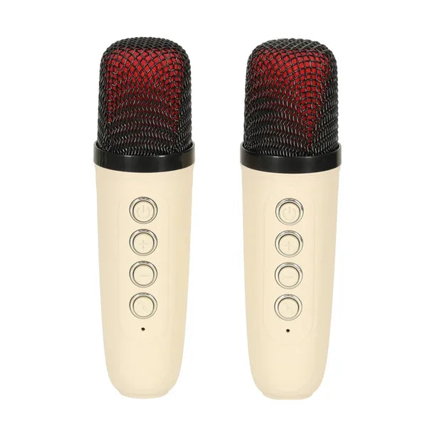 Krém Bluetooth karaoke hangszóró szett 10 W, 2 mikrofon, USB-C