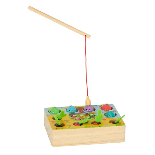 Fából készült Montessori mágneses horgász- és kertészjáték 16×12 cm