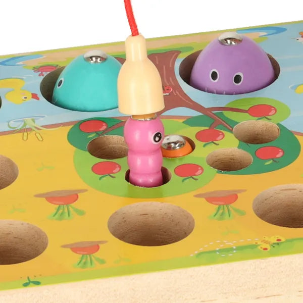 Fából készült Montessori mágneses horgász- és kertészjáték 16×12 cm