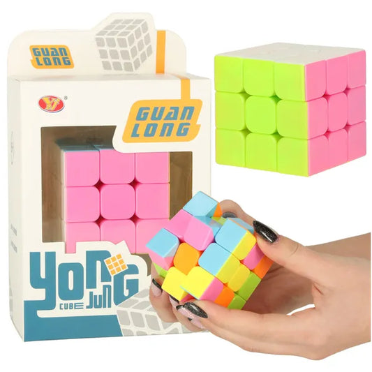 Logikai kocka 3x3x3, neon színű, 5,5 cm műanyag kirakó