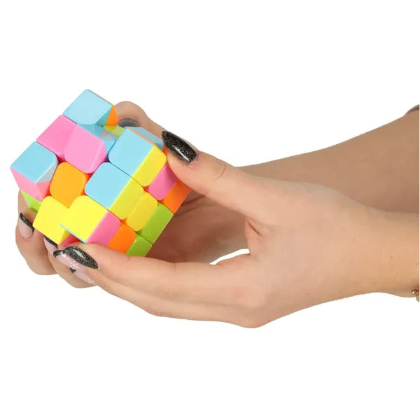 Logikai kocka 3x3x3, neon színű, 5,5 cm műanyag kirakó