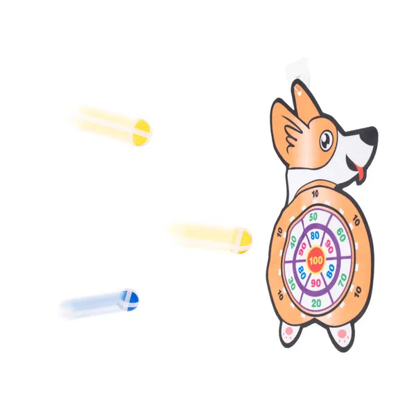Corgi formájú tépőzáras darts tábla 3 labdával, 48×28 cm, 3+ éves