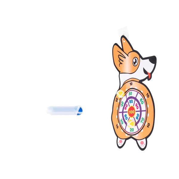 Corgi formájú tépőzáras darts tábla 3 labdával, 48×28 cm, 3+ éves