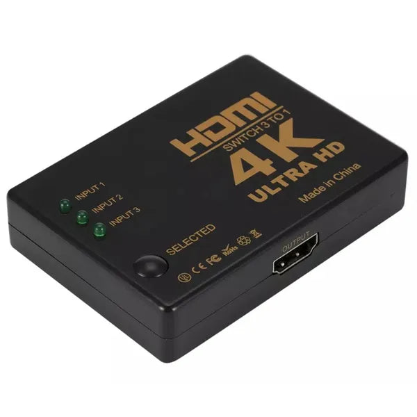 3 portos hdmi kapcsoló távirányítóval full hd és 4k támogatással