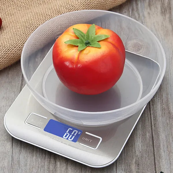 Herzberg digitális konyhai mérleg, rozsdamentes acél, 5 kg/1 g