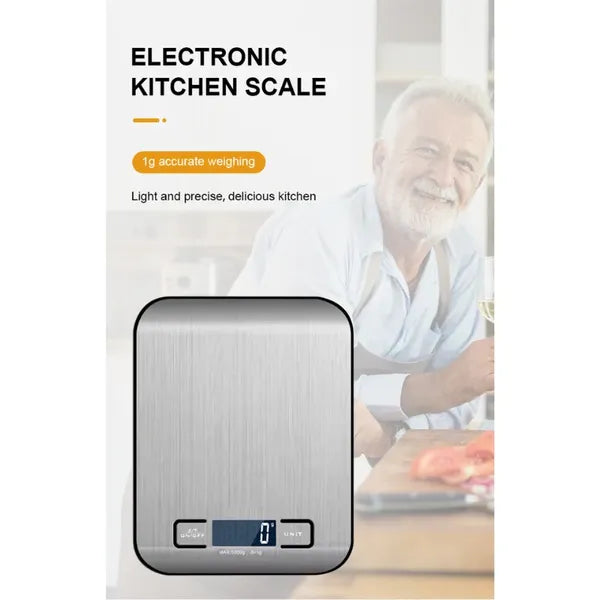 Herzberg digitális konyhai mérleg, rozsdamentes acél, 5 kg/1 g