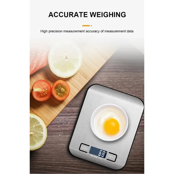 Herzberg digitális konyhai mérleg, rozsdamentes acél, 5 kg/1 g