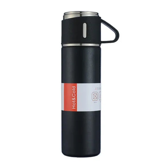 Herzberg rozsdamentes acél vákuumos utazó termosz 500 ml, 3 csészével