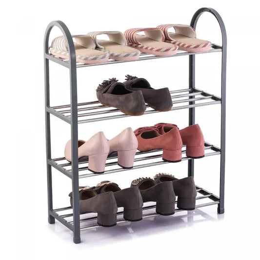 4 szintes cipőtartó polc, 50×19×64 cm, 12 pár, fém vázas – szürke