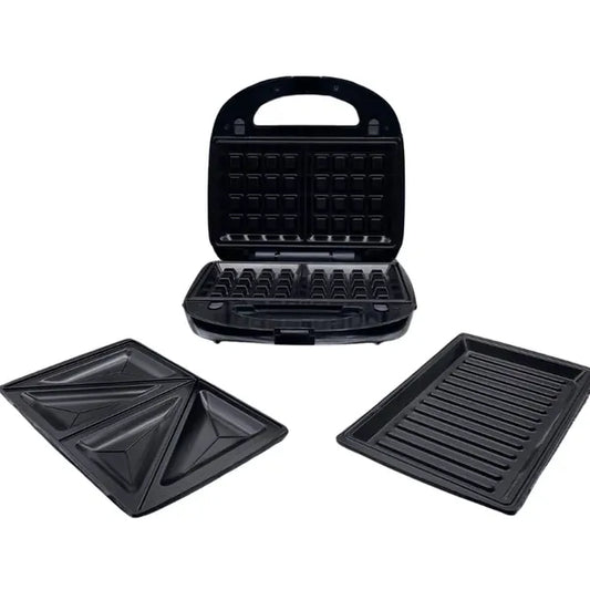 Eisenbach 3 az 1-ben szendvicssütő, gofrisütő és grill, 1000 W, fekete