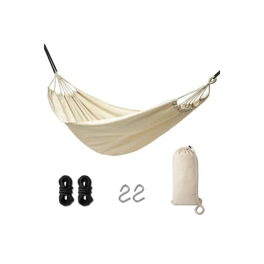 Kerti boho brazil függőágy, 200x152 cm, pamut, ekrü, 120 kg teherbírás
