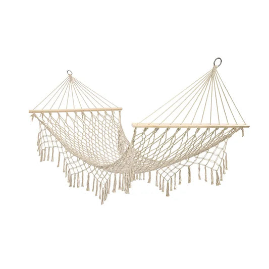 Brazil boho kerti függőágy rojtokkal ecru 200×100 cm 150 kg