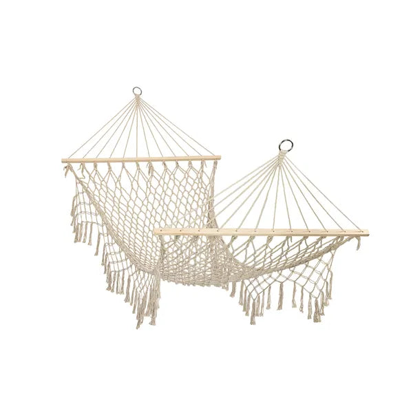 Brazil boho kerti függőágy rojtokkal ecru 200×100 cm 150 kg