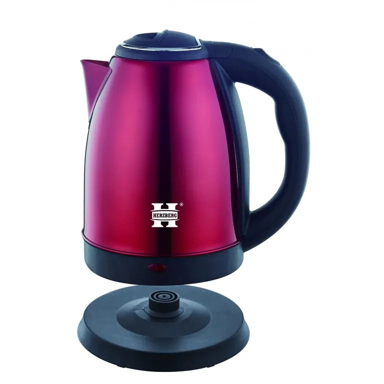 Herzberg 1.8L 1500W rozsdamentes acél elektromos vízforraló &#8211; piros (HG-5011RED)