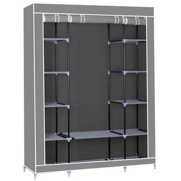 Herzberg nagy kék mobil ruhásszekrény 12 polccal, 133x175 cm