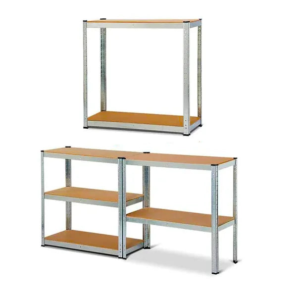 Herzberg horganyzott acél polcrendszer, 5 állítható fa polclappal, 180×90×40 cm